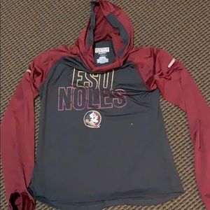 FSU Long sleeve hooded dry fit shirt